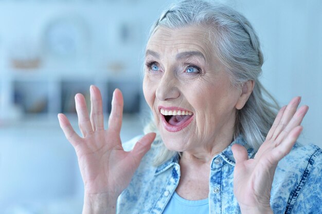 Portrait of a beautiful happy elderly woman