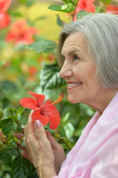 Portrait of a beautiful happy elderly woman