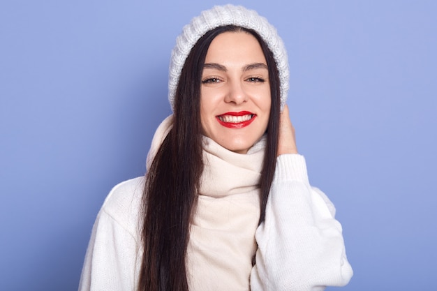 Portrait of beautiful happy young woman with happy facial expression