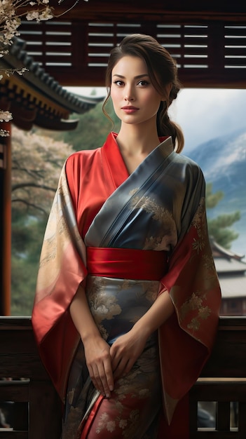 Portrait of beautiful japanese geisha Generative AI