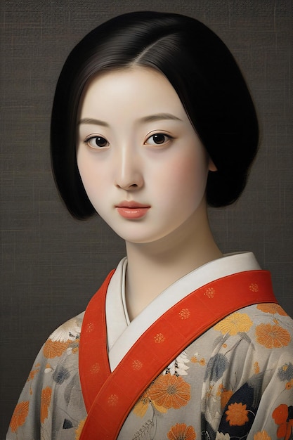 Portrait of a beautiful japanese geisha in kimono