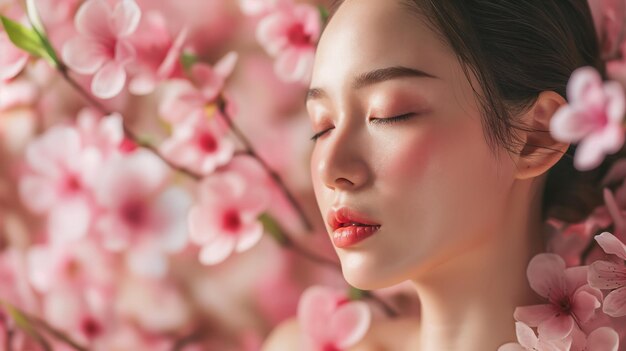 Портрет красивых японских женщин концепция ухода за кожей концепция спа