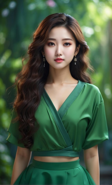 Portrait of Beautiful Korean Woman on blur background
