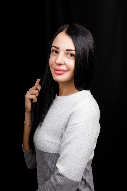 Portrait of a beautiful lady with dark hair