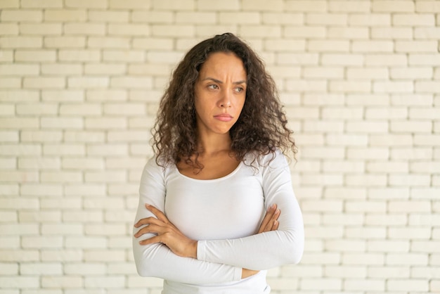 portrait beautiful Latin woman with lonely feeling