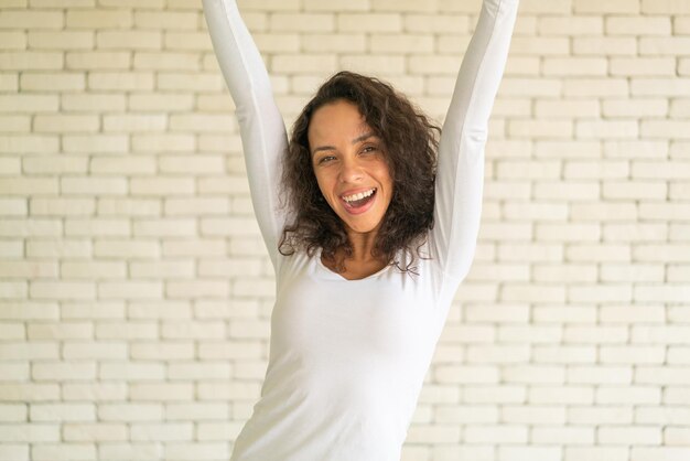 portrait beautiful Latin woman with smile and happy feeling