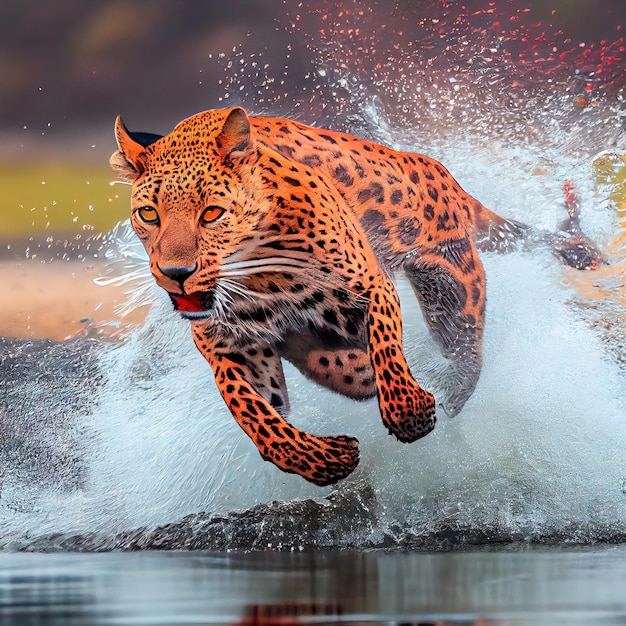 A portrait of a beautiful leopard in the wild A wild cat of prey on the hunt