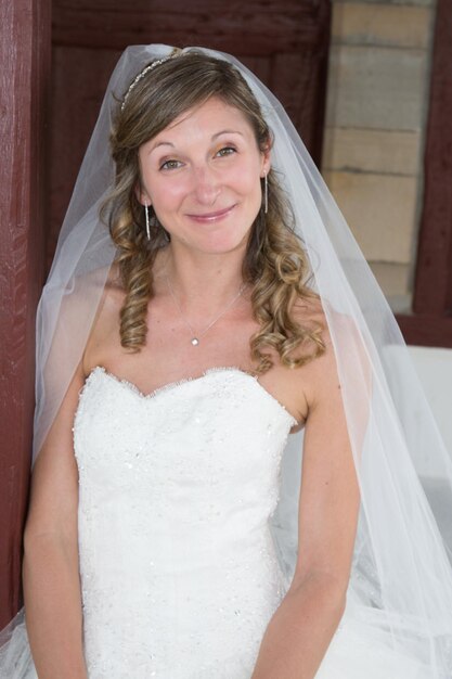 Portrait of a beautiful and lovely blond bride