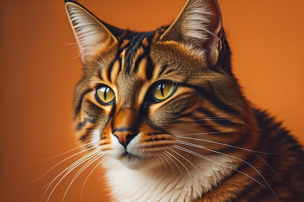 Portrait of a beautiful Maine Coon cat on a dark background ai generative