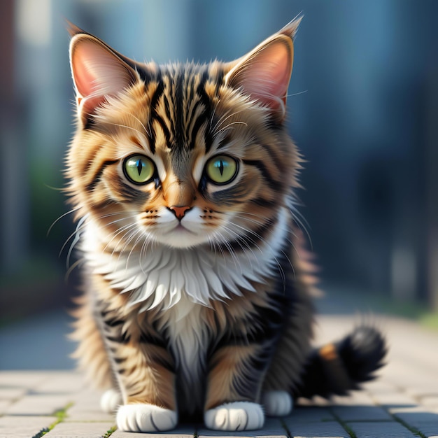 Portrait of a beautiful Maine Coon cat with green eyes