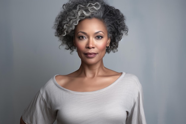 Портрет прекрасной афроамериканской женщины среднего возраста
