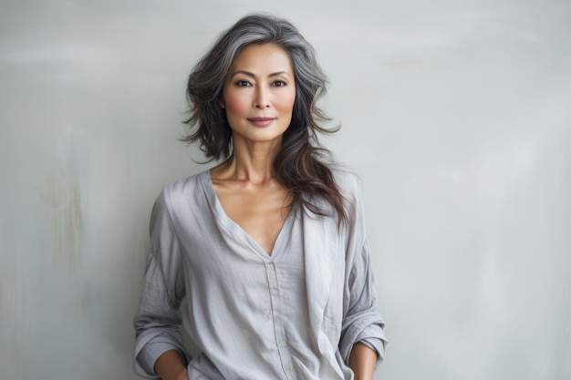 Photo portrait of a beautiful middle aged asian woman