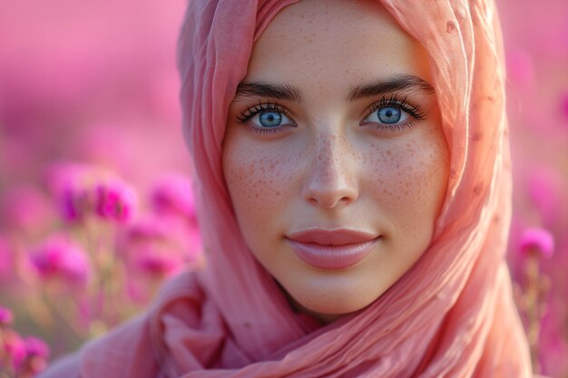 portrait of a beautiful Muslim girl in hijab with her head covered