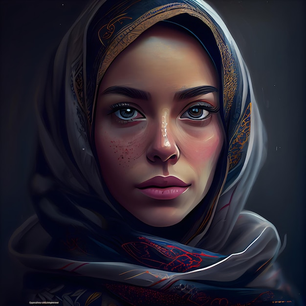 Portrait of a beautiful muslim woman with headscarf