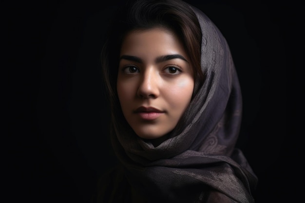 Portrait of a beautiful muslim woman with her hair covered created with generative ai