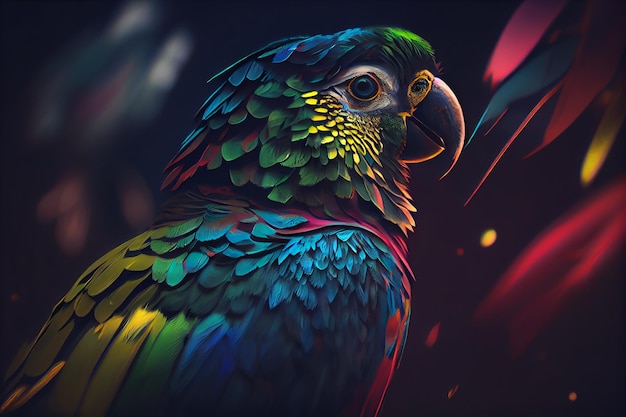 Portrait of a beautiful parrotgenerative ai