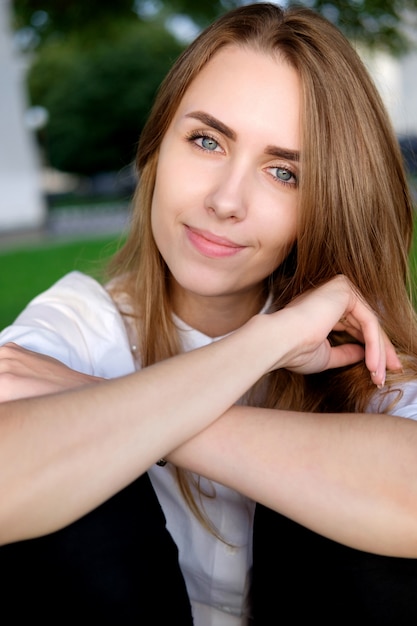 Portrait of beautiful pretty stylish woman