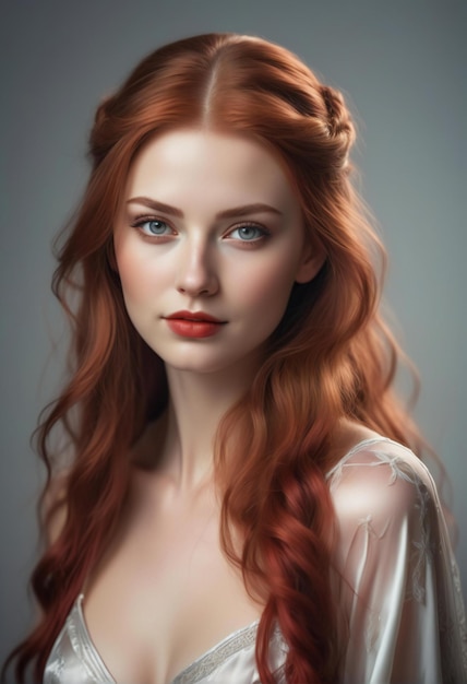 Portrait of a beautiful redhaired girl with long hair