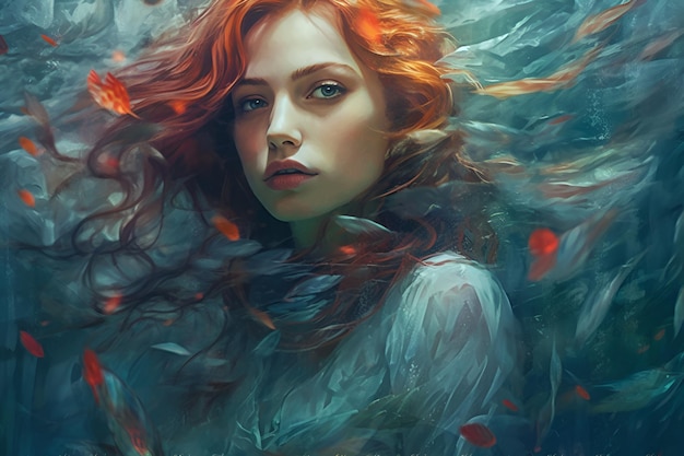 Portrait of a beautiful redhaired girl with long hair