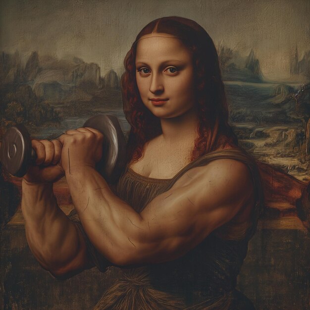 Portrait of a beautiful redhead woman with dumbbells