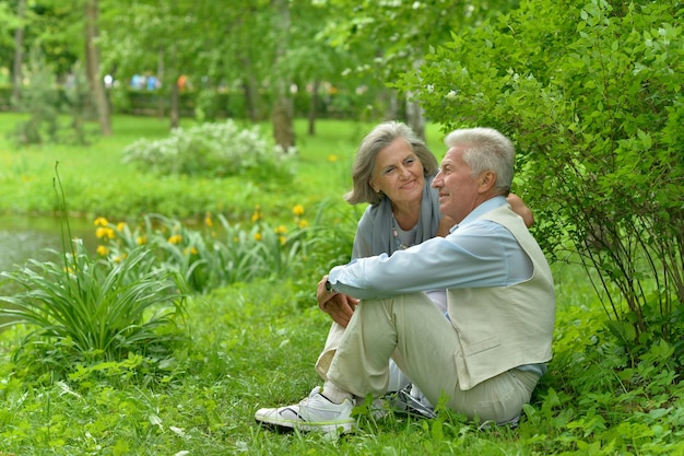 Portrait of beautiful senior couple in park