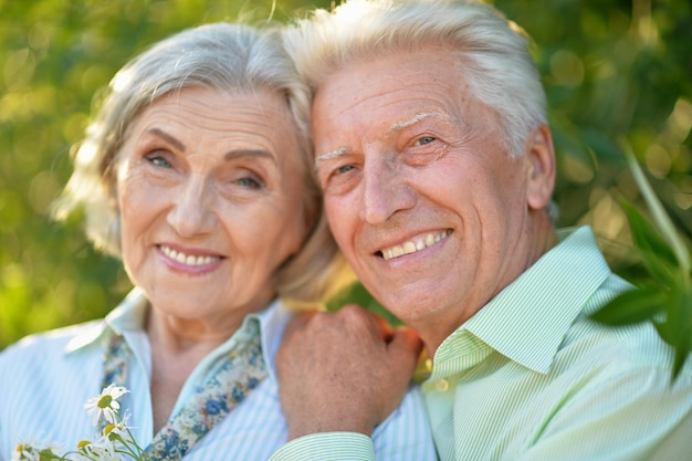 Portrait of beautiful senior couple in the park