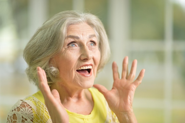 Portrait of a beautiful senior woman close up