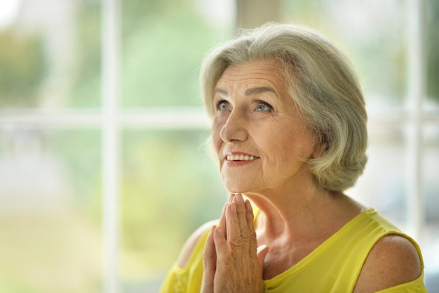 Portrait of a beautiful senior woman close up