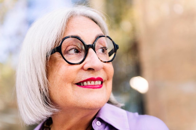 Portrait of a beautiful senior woman smiling happy