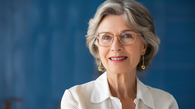 Portrait of beautiful senior woman with glasses