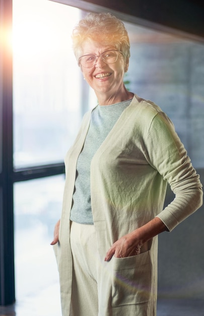 Portrait of beautiful senior woman with white hair