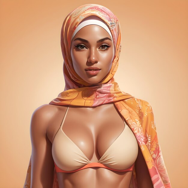 Portrait of a beautiful sexy woman wearing the hijab