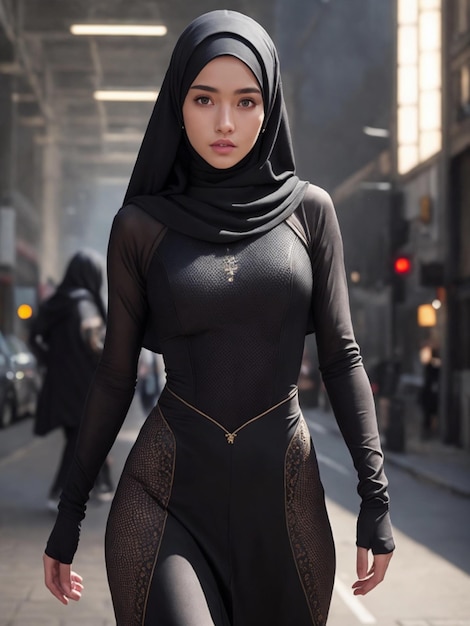 Portrait of a beautiful sexy woman wearing the hijab
