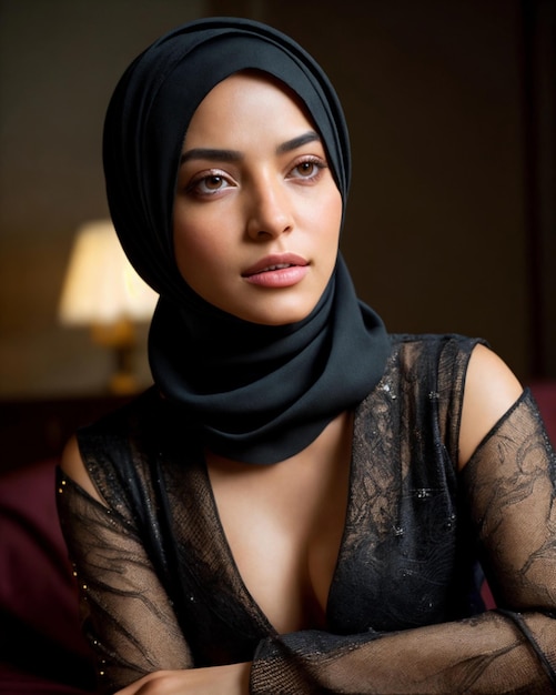 Portrait of a beautiful sexy woman wearing the hijab