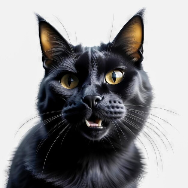 портрет красивой короткошерстной кошки кошка мяукает открывает рот
