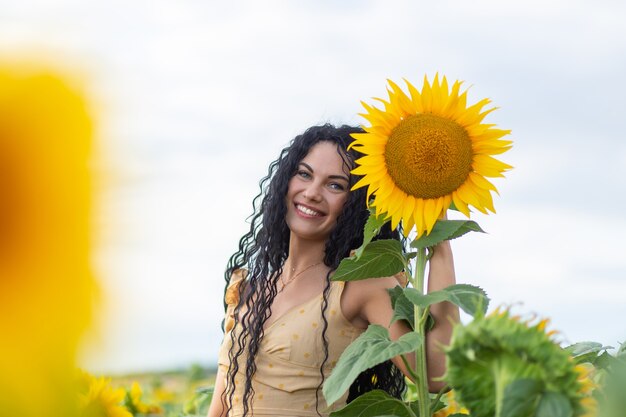 Portrait of a beautiful smiling dark-haired woman