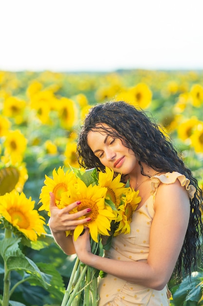 Portrait of a beautiful smiling dark-haired woman