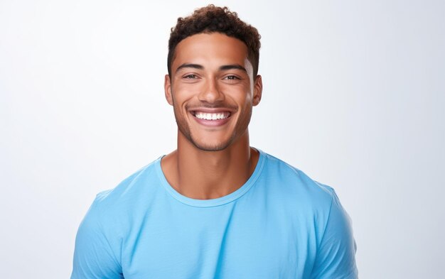 Photo portrait of a beautiful smiling man showing white teeth