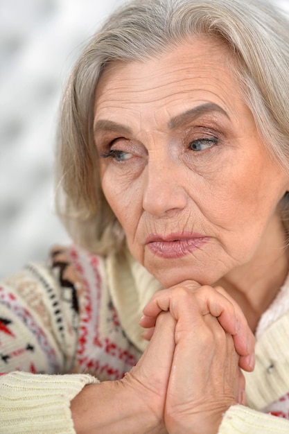 Portrait of a beautiful thoughtful senior woman