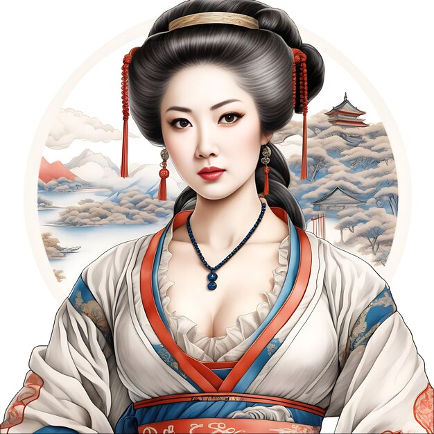 Portrait of a beautiful traditional Japanese woman