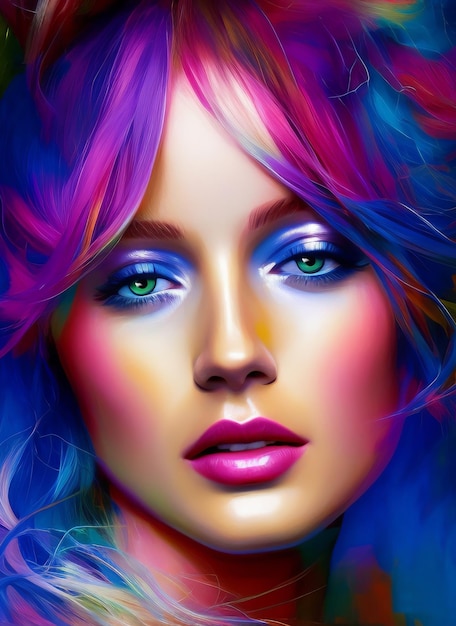 Portrait of a beautiful woman, Digital painting of a beautiful girl, illustration of a female