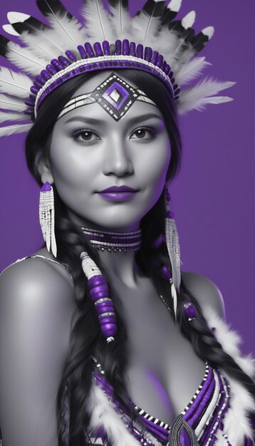 Portrait of a beautiful woman in ethnic costume tribal style