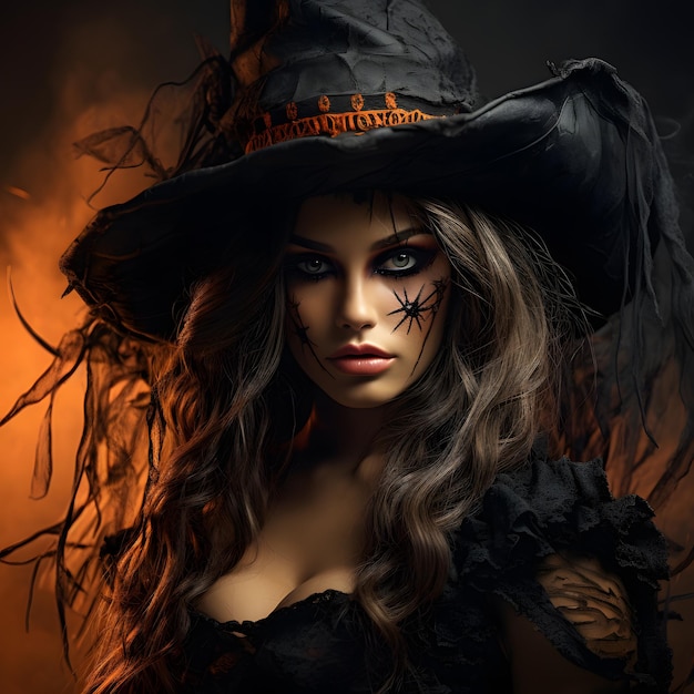 portrait of beautiful woman in halloween costume