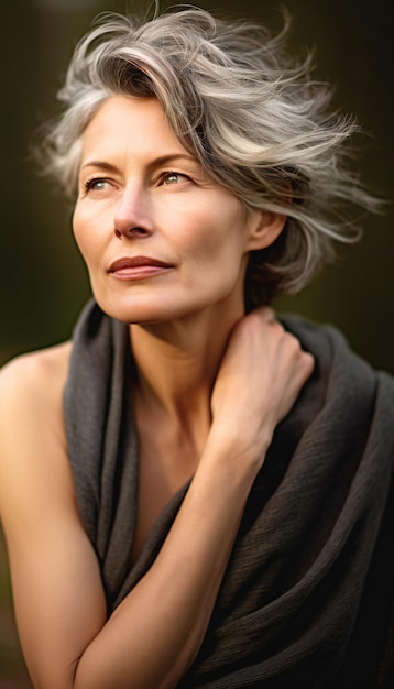 Portrait of a beautiful woman in her 50s captured