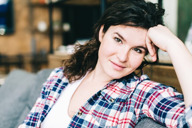 Portrait of a beautiful woman at home