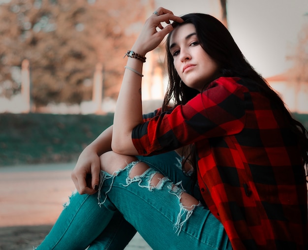 Portrait of a beautiful woman outdoors