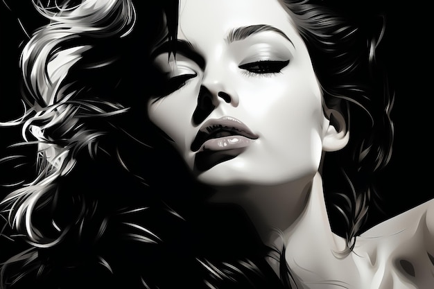 Portrait of beautiful woman in retro black and white colors