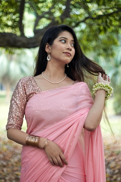 Portrait of a beautiful woman in saree