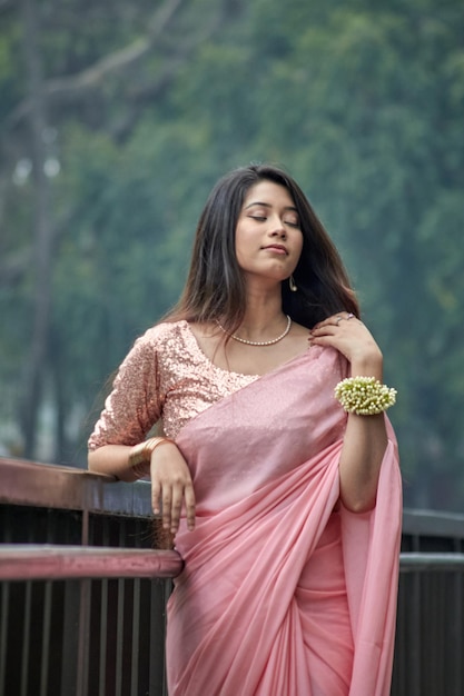 portrait of a beautiful woman in saree