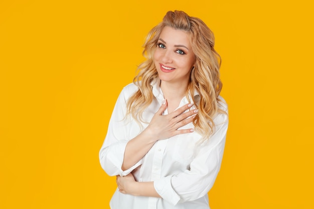 portrait beautiful woman wearing white shirt